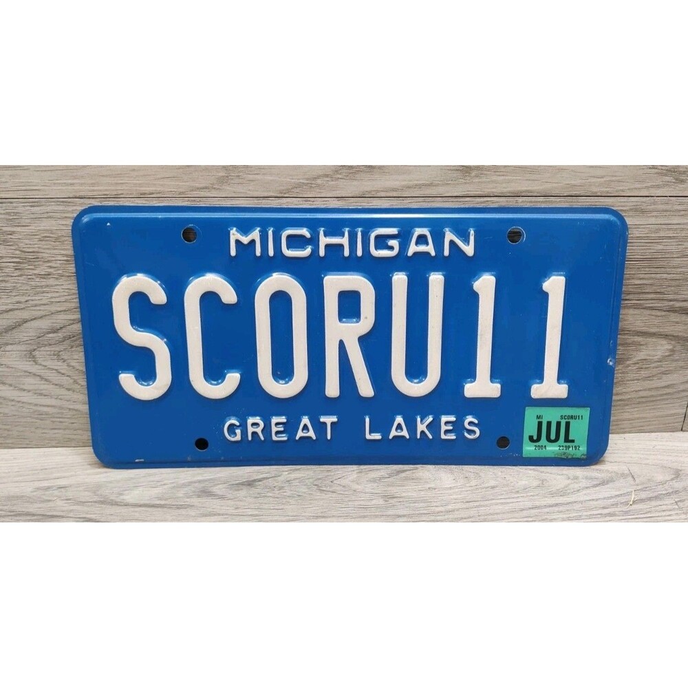 Michigan Great Lakes Blue License Plate SCORU11 Personalized Vanity Tag 2004
